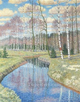 PRIMAVERA Paisaje del río Nikolay Bogdanov Belsky Pinturas al óleo